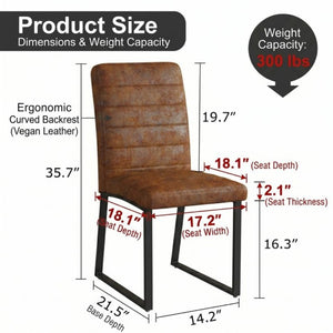 English Elm 2-Pack PU Leather Dining Chairs with Dense Foam Cushion and Iron Legs for Home or Office W1512P554549