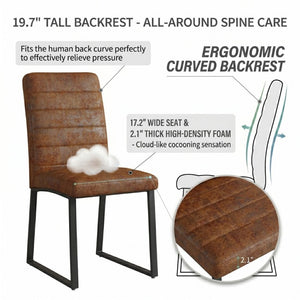 English Elm 2-Pack PU Leather Dining Chairs with Dense Foam Cushion and Iron Legs for Home or Office W1512P554549