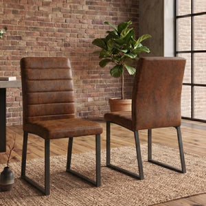 English Elm 2-Pack PU Leather Dining Chairs with Dense Foam Cushion and Iron Legs for Home or Office W1512P554549