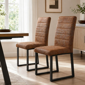 English Elm 2-Pack PU Leather Dining Chairs with Dense Foam Cushion and Iron Legs for Home or Office W1512P554549