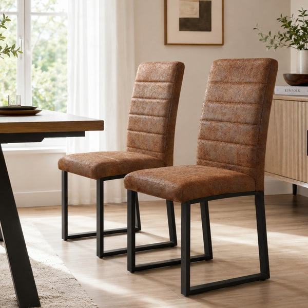 English Elm 2-Pack PU Leather Dining Chairs with Dense Foam Cushion and Iron Legs for Home or Office W1512P554549