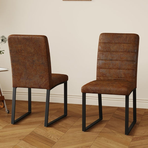 English Elm 2-Pack PU Leather Dining Chairs with Dense Foam Cushion and Iron Legs for Home or Office W1512P554549