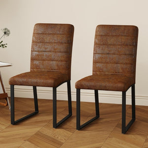 English Elm 2-Pack PU Leather Dining Chairs with Dense Foam Cushion and Iron Legs for Home or Office W1512P554549