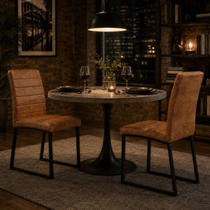 English Elm 2-Pack PU Leather Dining Chairs with Dense Foam Cushion and Iron Legs for Home or Office W1512P554549