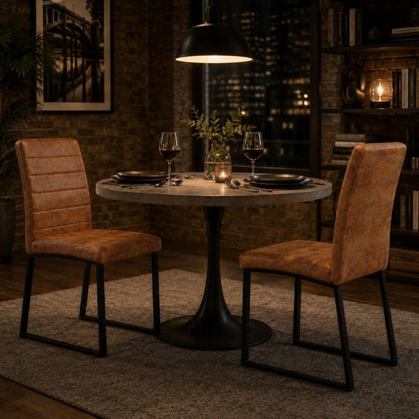 English Elm 2-Pack PU Leather Dining Chairs with Dense Foam Cushion and Iron Legs for Home or Office W1512P554549