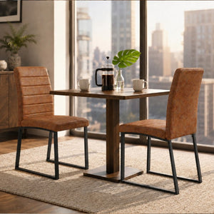 English Elm 2-Pack PU Leather Dining Chairs with Dense Foam Cushion and Iron Legs for Home or Office W1512P554549