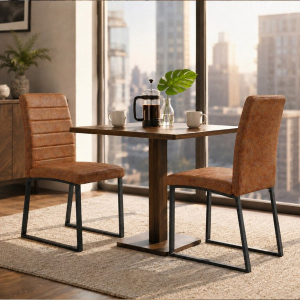 English Elm 2-Pack PU Leather Dining Chairs with Dense Foam Cushion and Iron Legs for Home or Office W1512P554549