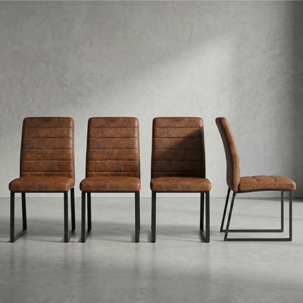 English Elm 4-Pack Modern PU Leather Chairs Iron Frame Foam Cushioned Seating for Dining or Desk W1512P558029