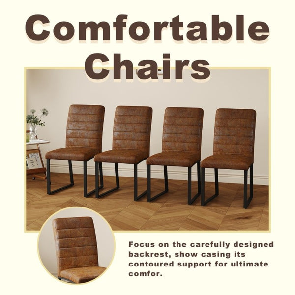 English Elm 4-Pack Modern PU Leather Chairs Iron Frame Foam Cushioned Seating for Dining or Desk W1512P558029