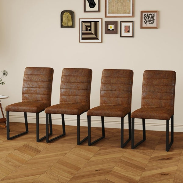 English Elm 4-Pack Modern PU Leather Chairs Iron Frame Foam Cushioned Seating for Dining or Desk W1512P558029