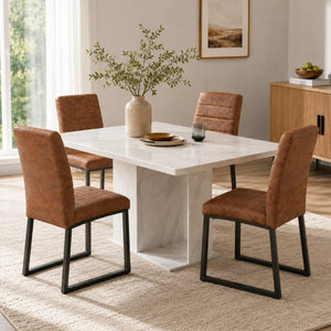 English Elm 4-Pack Modern PU Leather Chairs Iron Frame Foam Cushioned Seating for Dining or Desk W1512P558029