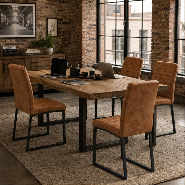 English Elm 4-Pack Modern PU Leather Chairs Iron Frame Foam Cushioned Seating for Dining or Desk W1512P558029