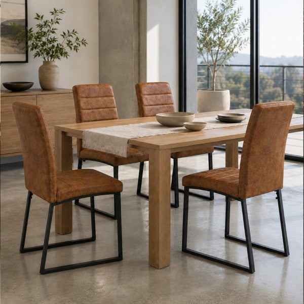 English Elm 4-Pack Modern PU Leather Chairs Iron Frame Foam Cushioned Seating for Dining or Desk W1512P558029