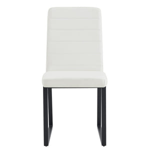 English Elm 2-Pack PU Leather Dining Office Chairs with Thick Foam Cushion and Iron Legs Black White W1512P561114