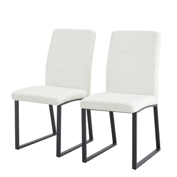 English Elm 2-Pack PU Leather Dining Office Chairs with Thick Foam Cushion and Iron Legs Black White W1512P561114