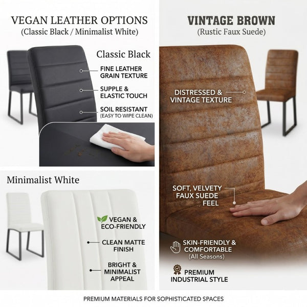 English Elm 2-Pack PU Leather Dining Office Chairs with Thick Foam Cushion and Iron Legs Black White W1512P561114