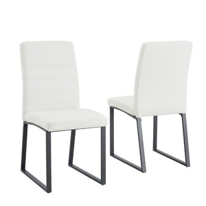 English Elm 2-Pack PU Leather Dining Office Chairs with Thick Foam Cushion and Iron Legs Black White W1512P561114