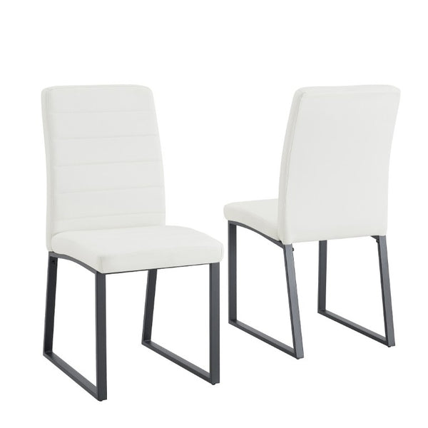English Elm 2-Pack PU Leather Dining Office Chairs with Thick Foam Cushion and Iron Legs Black White W1512P561114