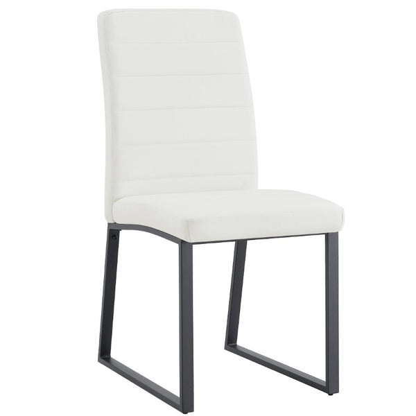 English Elm 2-Pack PU Leather Dining Office Chairs with Thick Foam Cushion and Iron Legs Black White W1512P561114