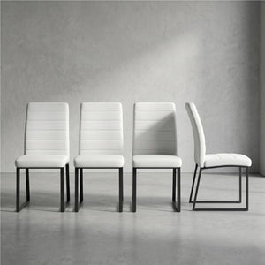 English Elm 4-Pack PU Leather Dining Office Chairs with Foam Cushion and Sturdy Iron Legs Black White W1512P561116