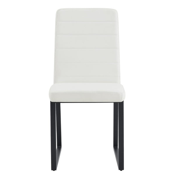 English Elm 4-Pack PU Leather Dining Office Chairs with Foam Cushion and Sturdy Iron Legs Black White W1512P561116