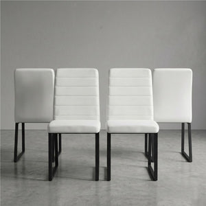 English Elm 4-Pack PU Leather Dining Office Chairs with Foam Cushion and Sturdy Iron Legs Black White W1512P561116