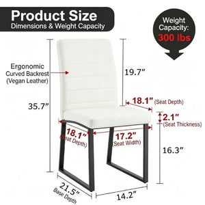 English Elm 4-Pack PU Leather Dining Office Chairs with Foam Cushion and Sturdy Iron Legs Black White W1512P561116
