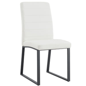 English Elm 4-Pack PU Leather Dining Office Chairs with Foam Cushion and Sturdy Iron Legs Black White W1512P561116