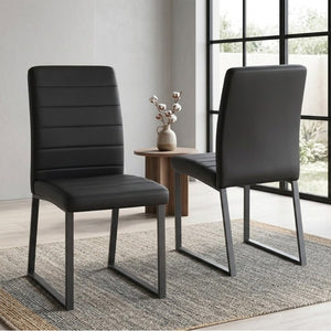 English Elm 2-Pack PU Leather Dining Office Chairs with Thick Foam Cushion and Iron Legs Black W1512P561117