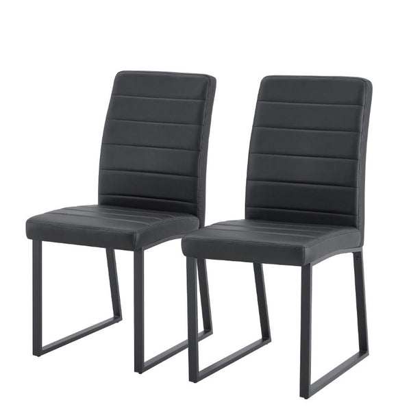 English Elm 2-Pack PU Leather Dining Office Chairs with Thick Foam Cushion and Iron Legs Black W1512P561117