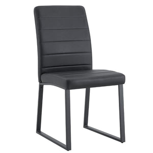 English Elm 2-Pack PU Leather Dining Office Chairs with Thick Foam Cushion and Iron Legs Black W1512P561117