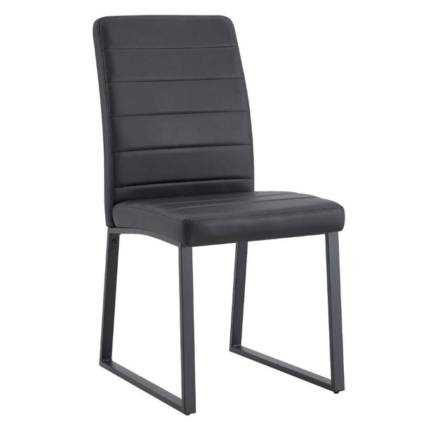 English Elm 2-Pack PU Leather Dining Office Chairs with Thick Foam Cushion and Iron Legs Black W1512P561117