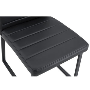 English Elm 2-Pack PU Leather Dining Office Chairs with Thick Foam Cushion and Iron Legs Black W1512P561117