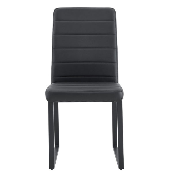 English Elm 2-Pack PU Leather Dining Office Chairs with Thick Foam Cushion and Iron Legs Black W1512P561117