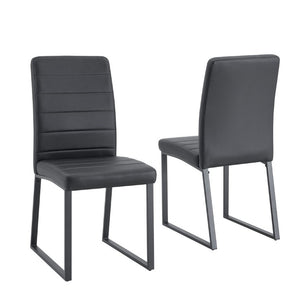 English Elm 2-Pack PU Leather Dining Office Chairs with Thick Foam Cushion and Iron Legs Black W1512P561117