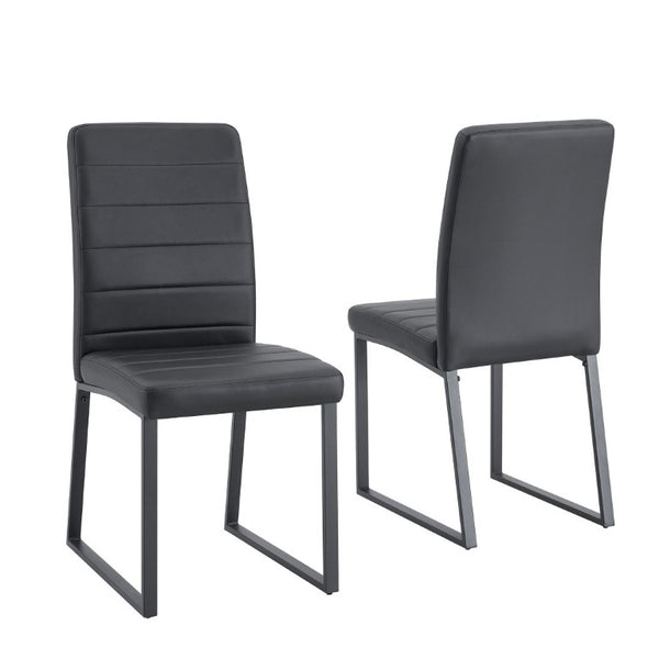 English Elm 2-Pack PU Leather Dining Office Chairs with Thick Foam Cushion and Iron Legs Black W1512P561117