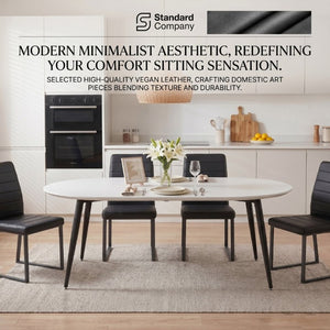 English Elm 4-Pack PU Leather Dining Office Chairs with Foam Cushion and Sturdy Iron Legs Black W1512P561118