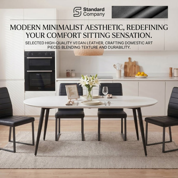 English Elm 4-Pack PU Leather Dining Office Chairs with Foam Cushion and Sturdy Iron Legs Black W1512P561118
