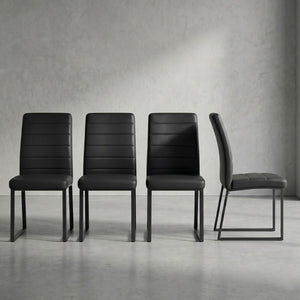 English Elm 4-Pack PU Leather Dining Office Chairs with Foam Cushion and Sturdy Iron Legs Black W1512P561118