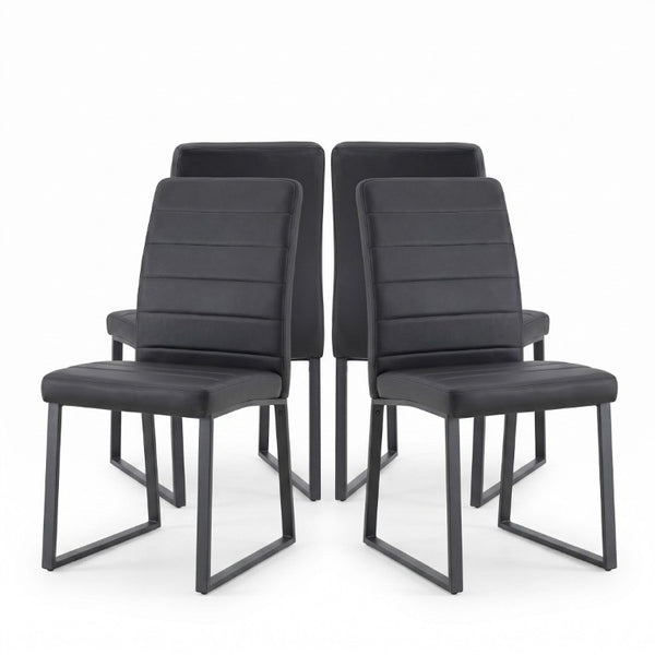 English Elm 4-Pack PU Leather Dining Office Chairs with Foam Cushion and Sturdy Iron Legs Black W1512P561118