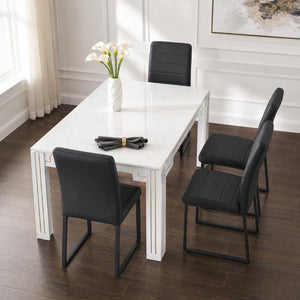 English Elm 4-Pack PU Leather Dining Office Chairs with Foam Cushion and Sturdy Iron Legs Black W1512P561118