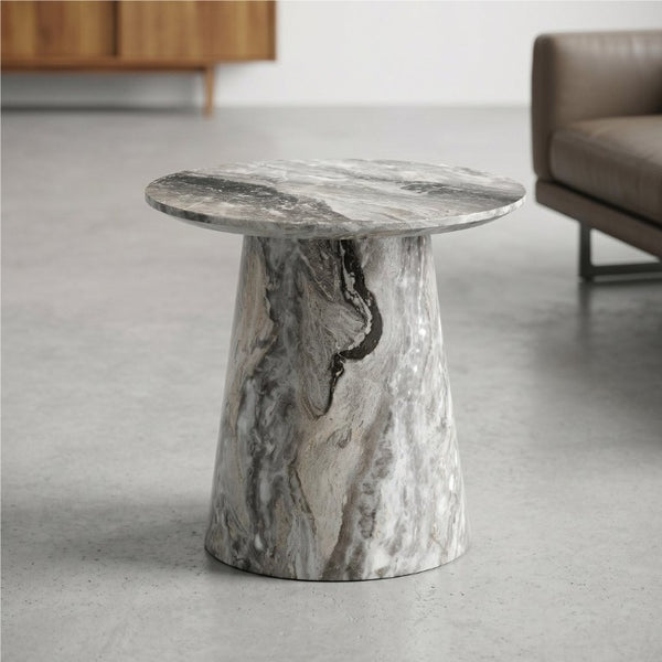 English Elm Grey Wood Grain Round MDF Accent Table Compact Side Piece for Living Spaces W1512P561238