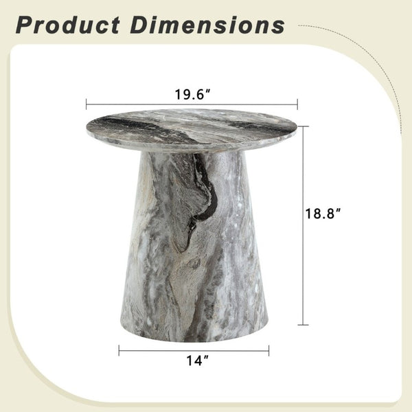 English Elm Grey Wood Grain Round MDF Accent Table Compact Side Piece for Living Spaces W1512P561238