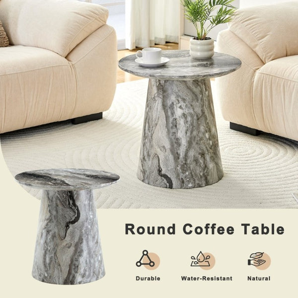 English Elm Grey Wood Grain Round MDF Accent Table Compact Side Piece for Living Spaces W1512P561238