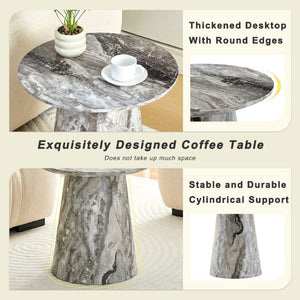 English Elm Grey Wood Grain Round MDF Accent Table Compact Side Piece for Living Spaces W1512P561238
