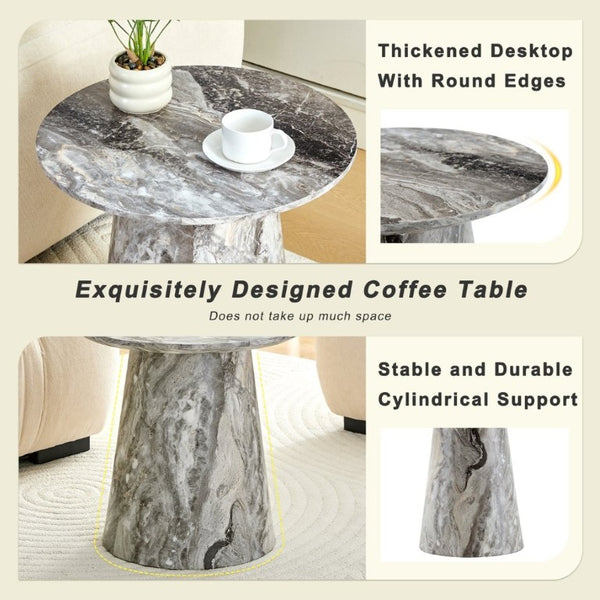 English Elm Grey Wood Grain Round MDF Accent Table Compact Side Piece for Living Spaces W1512P561238