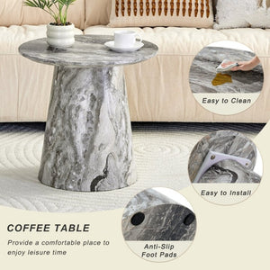 English Elm Grey Wood Grain Round MDF Accent Table Compact Side Piece for Living Spaces W1512P561238
