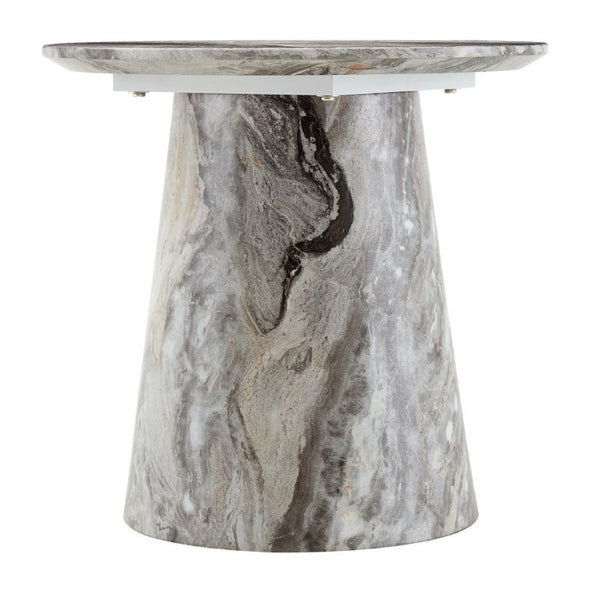 English Elm Grey Wood Grain Round MDF Accent Table Compact Side Piece for Living Spaces W1512P561238
