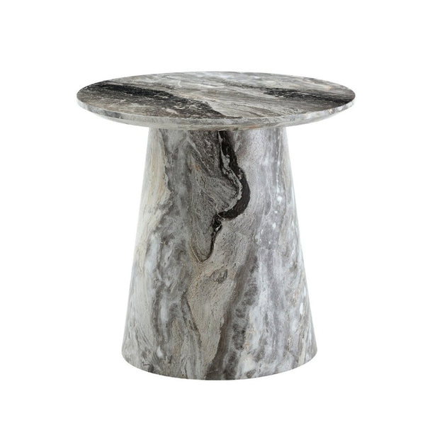 English Elm Grey Wood Grain Round MDF Accent Table Compact Side Piece for Living Spaces W1512P561238