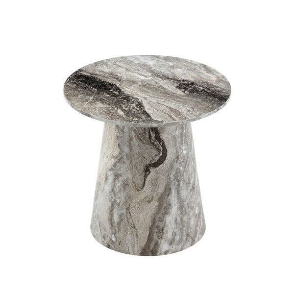 English Elm Grey Wood Grain Round MDF Accent Table Compact Side Piece for Living Spaces W1512P561238